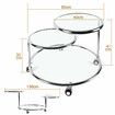 Round Coffee Table 3 Tier Bedside Lamp Sofa Side Swivel Tempered Glass Tabletop End Tea Cafe Modern Living Room with Wheels
