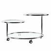 Round Coffee Table 3 Tier Bedside Lamp Sofa Side Swivel Tempered Glass Tabletop End Tea Cafe Modern Living Room with Wheels