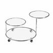 Round Coffee Table 3 Tier Bedside Lamp Sofa Side Swivel Tempered Glass Tabletop End Tea Cafe Modern Living Room with Wheels