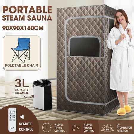 Sauna Steam Tent Foldable Steamer Heating Spa Box Portable Room Slimming Skin With Chair Remote Control Indoor