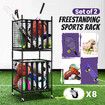 2 Pcs Sports Balls Storage Cart Rack with Elastic Straps Stackable Cage Garage Organiser for Basketball Football Kids Toy Home Gym