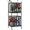 2 Pcs Sports Balls Storage Cart Rack with Elastic Straps Stackable Cage Garage Organiser for Basketball Football Kids Toy Home Gym