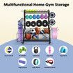 Sports Equipment Ball Storage Rack Cart Garage Organiser for Yoga Mat Dumbbell Kettlebell Home Gym Holder with Hooks Wheels