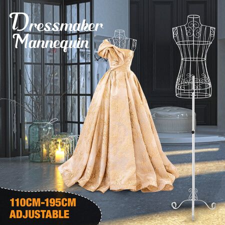 Female Mannequin Wire Dress Form Upper Torso Clothing Model Manikin Dressmaking Dummy Adjustable White