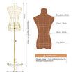 Female Mannequin Wire Dress Form Upper Torso Clothing Model Manikin Dressmaking Dummy Adjustable Gold