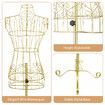 Female Mannequin Wire Dress Form Upper Torso Clothing Model Manikin Dressmaking Dummy Adjustable Gold