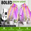LED Plant Grow Light Full Spectrum Indoor Flower Growing Lamp 4 Heads 80 LEDs Height Adjustable Tripod Stand Auto Timer