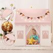 Kids Playhouse Play Tent Childrens Toys Princess Castle Pink Boys Girls Indoor Outdoor Room House with Mat Star Lights Banner 1 Door 3 Windows