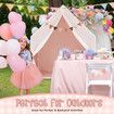 Kids Playhouse Play Tent Castle Princess Indoor Outdoor Girls Boys Gift Childrens Room Cottage with Mat Star Lights Banner 1 Door 2 Windows