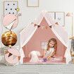 Kids Playhouse Play Tent Castle Princess Indoor Outdoor Girls Boys Gift Childrens Room Cottage with Mat Star Lights Banner 1 Door 2 Windows