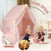 Kids Tent Play House Pink Princess Castle Playhouse with Star Lights Mat for Childrens Room Toys Cottage Indoor Outdoor Games Boys Girls Gift