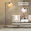 Modern Floor Lamp LED Reading Light Free Standing Minimalist Arc Industrial Adjustable Linen Lampshade Bedroom