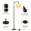 Modern Floor Lamp LED Reading Light Free Standing Minimalist Arc Industrial Adjustable Linen Lampshade Bedroom