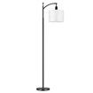 Modern Floor Lamp LED Reading Light Free Standing Minimalist Arc Industrial Adjustable Linen Lampshade Bedroom