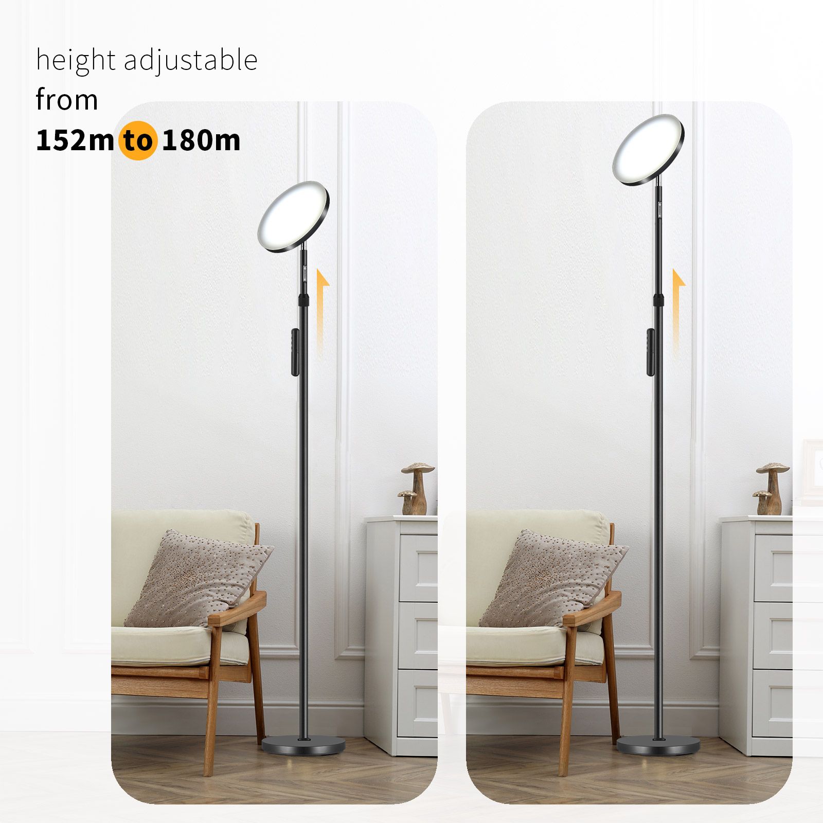Floor lamp LED Reading Modern Double Side Lighting Height Minimalist Arc Adjustable Touch Remote Control Bedroom