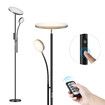 LED Floor Lamp Reading Lights 2 Heads Standing Minimalist Arc Adjustable Touch Remote Control for Bedroom