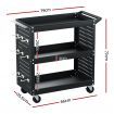 Giantz 3-Tier Tool Cart Storage Trolley Workshop Garage Pegboard Hooks Black