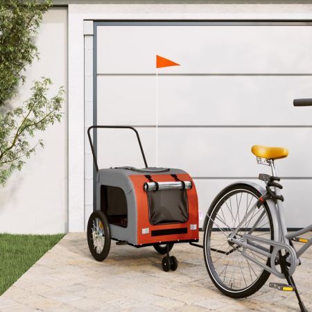 Pet Bike Trailer Orange and Grey Oxford Fabric and Iron