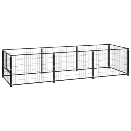 Dog Kennel Black 3 m² Steel