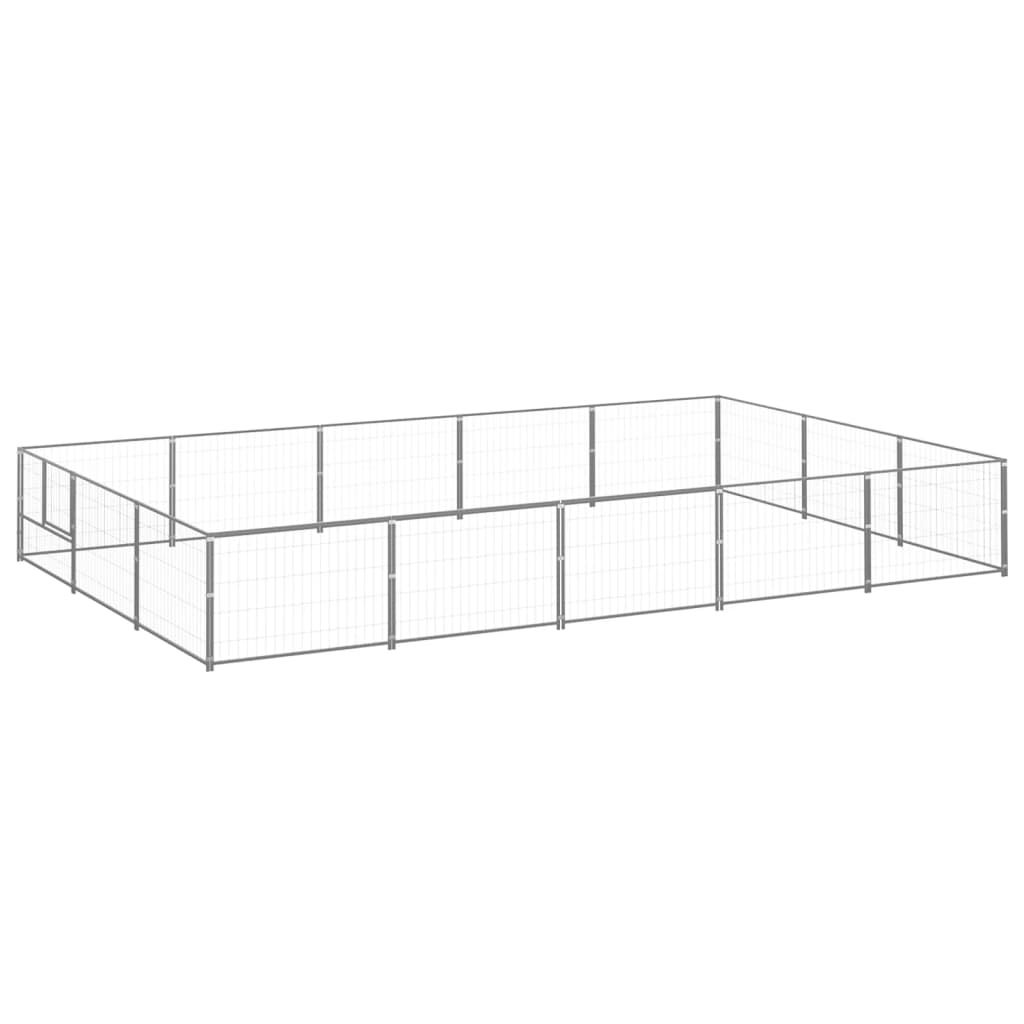 Dog Kennel Silver 15 m² Steel