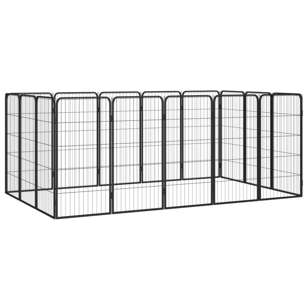 16-Panel Dog Playpen Black 50x100 cm Powder-coated Steel