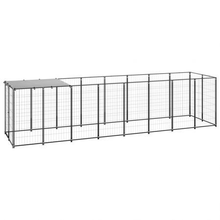 Dog Kennel Black 4.84 m² Steel