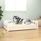 Dog Bed White 105.5x75.5x28 cm Solid Wood Pine