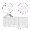 Outdoor Dog Kennel with Roof Silver 4x4x2.5 m Galvanised Steel