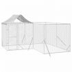 Outdoor Dog Kennel with Roof Silver 4x4x2.5 m Galvanised Steel