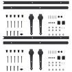 Sliding Door Hardware Kits 2 pcs 200 cm Steel Black