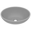 Luxury Basin Oval-shaped Matt Light Grey 40x33 cm Ceramic