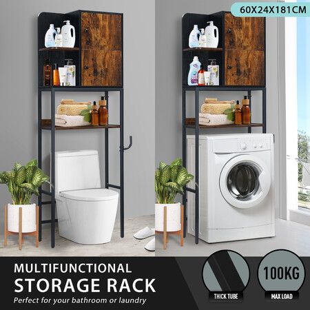 Toilet Storage Shelf Freestanding Bathroom Holder Organiser Adjustable Rack Cabinet Over Washer Washing Machine Organization