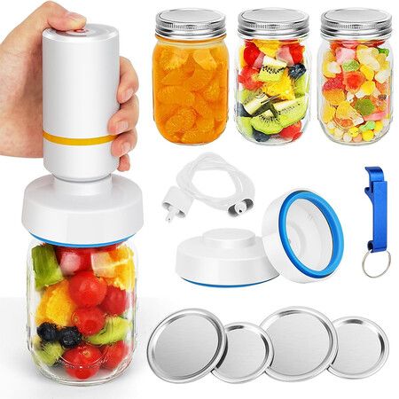 Electric Mason Jar Vacuum Sealer Kit for Wide and Regular Mouth Mason Jars, Vacuum Sealing Machine for Food Storage