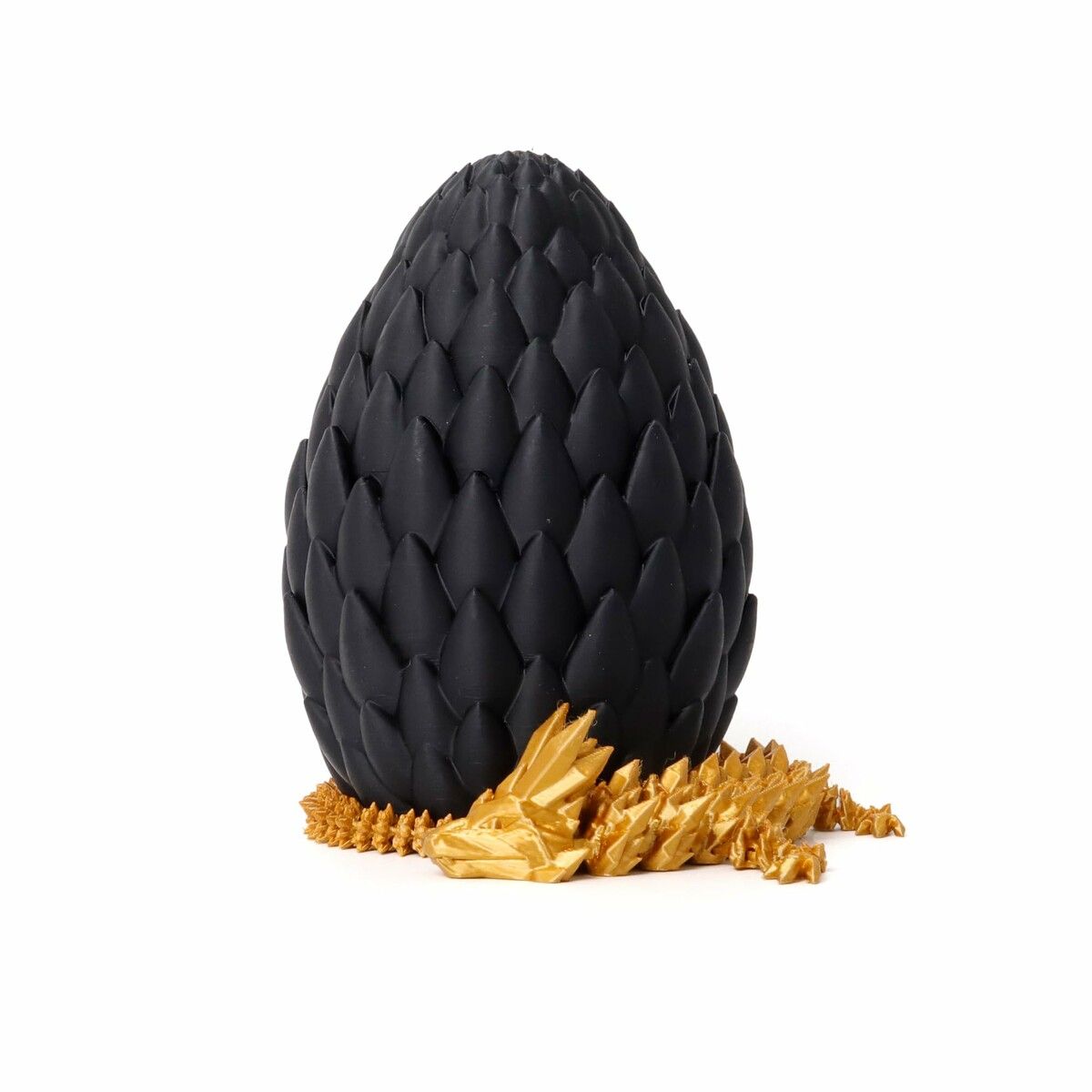 Dragon Egg,Red Mix Gold,Surprise Egg Toy with Flexible Dragon,3D Printed Gift,Articulated Dragon Egg Fidget Toy (Black and Gold,12" Dragon )