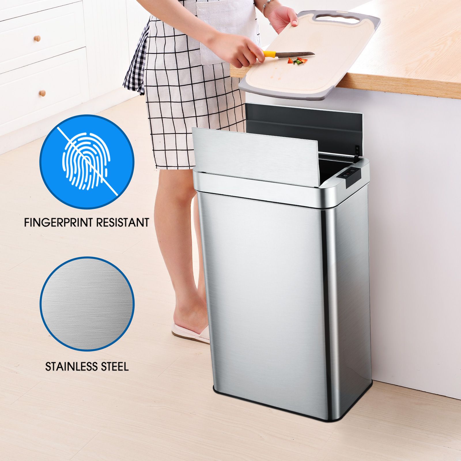 Smart Trash Bin 60L Sensor Kitchen Waste Rubbish Recycling Garbage Can Automatic Motion Office Basket