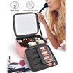Makeup Bag with Light Up Mirror,Makeup Case Travel Cosmetic Bags Brush Organizer Storage Box,Rechargeable Vanity Mirror with 3 Color Lights,High Frame Mirror Protection (Pink)