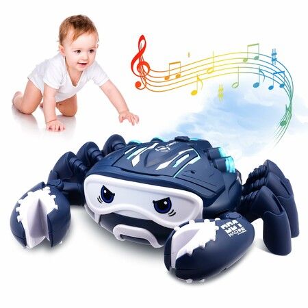 Crawling Crab Toy, Mechanical Spray Crab, Dancing Crab Sensory Toy with Spray Sound and Light Birthday Christmas Gift