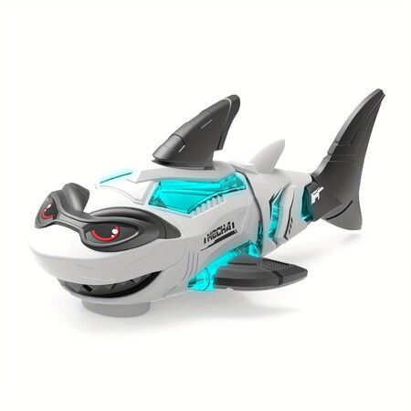 Electric Light Sound Effect Mechanical Crawling Shark Toy Realistic  White Simulation  Effects