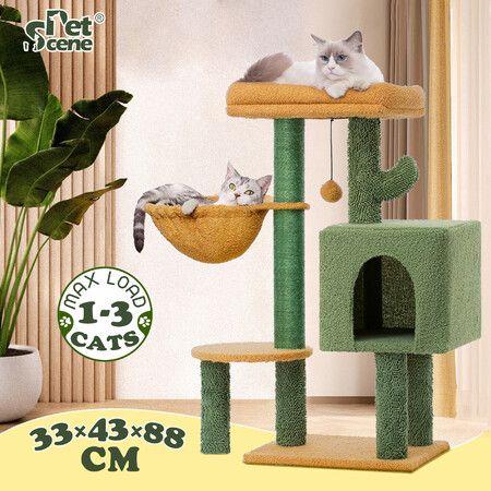 Cat Tree Tower Kitten Scratching Post Kitty Sisal Scratcher Bed House Stand Hammock Cave Furniture Castle Condo Perch
