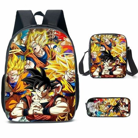 3pcs Dragon Ball Cartoon Backpack Set Travel Backpack 43cm Multi-Function Daypack Large Capacity Shoulder Bag for Daily Life Christmas Birthday Gifts