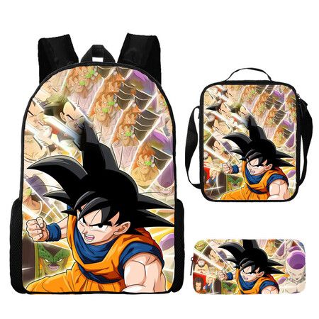 3pcs Dragon Ball Cartoon Backpack Set Travel Backpack 43cm Multi-Function Daypack Large Capacity Shoulder Bag for Daily Life Christmas Birthday Gifts