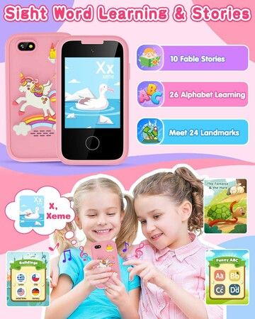 Kids Smart Phone With Dual Camera, Game & Music Player, Toddler Learning Play To