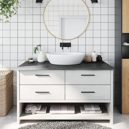 Bathroom Countertop Dark Grey 100x60x4 cm Treated Solid Wood