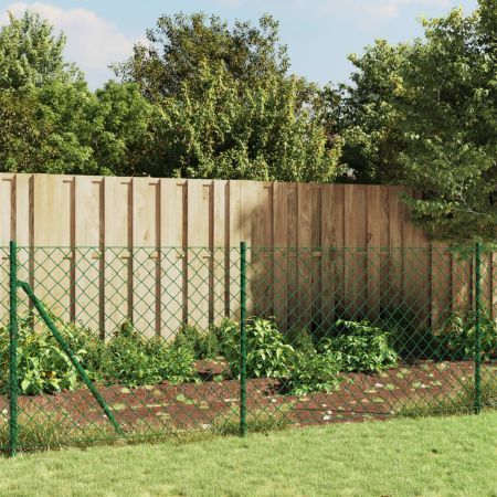 Chain Link Fence with Spike Anchors Green 1x10 m