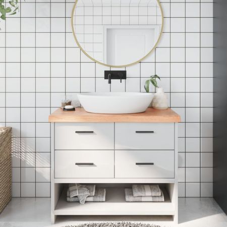 Bathroom Countertop Light Brown 100x50x6 cm Treated Solid Wood