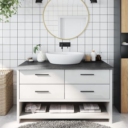 Bathroom Countertop Dark Grey 100x50x4 cm Treated Solid Wood