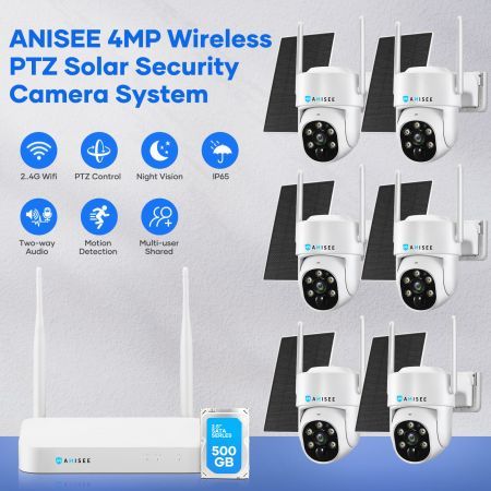 6x Wifi Security Camera Wireless CCTV Home PTZ Outdoor Solar System 4MP 16CH NVR