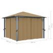 Gazebo with Curtain 300x300 cm Taupe Aluminium