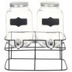 Beverage Dispensers 2 pcs with Stand 2 x 4  L Glass