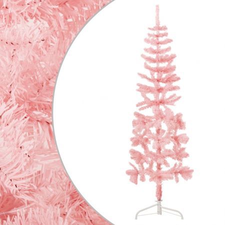 Slim Artificial Half Christmas Tree with Stand Pink 120 cm